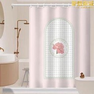 美式浴室浴簾防水布浴室防黴簾磁吸掛簾化妝室隔板簾子高檔套裝