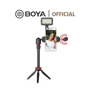 BOYA BY-VG350 Vlog Set for Phone Microphone(BY-MM1+) LED Light Tripod Phone Kit Extension Tube for iPhone Android Smartphone for Vlogging Selfies