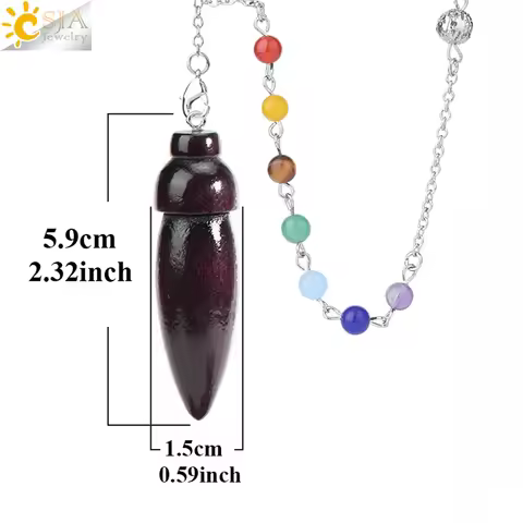 Egyptian Natural Wood Pendulum for Dowsing Divination 7 Chakras Chain Pendulum Reiki Healing Meditat