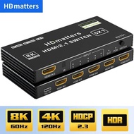 HDMI 2.1 Switch Splitter 120Hz 5-port HDMI 4K 120Hz Splitter Switcher CEC 48gbps HDMI 2.1 Switch 8K 