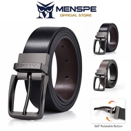 MENSPE Men Belt Outdoor Simple Belt Pin Buckle Belt Rotating Buckle Second-layer Cowhide Waistband D