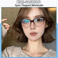 (KIQIFASHION)Retro-Futurist Cat Eye Glasses, Ultra Light Anti-Radiation, Y2K Inspired for Tech Start
