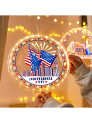 Luz de succión del Día de la Independencia de 1 pieza, disco LED, luz coloreada decorativa interior, luz intermitente en forma de bandera de EE. UU., feliz Día de la Independencia