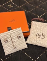 Hermes 奶茶銀耳環 earrings