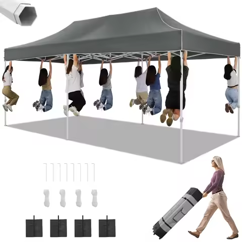 10x20 Heavy Duty Pop Up Canopy Tent for Parties Event Wedding Commercial Instant Canopy with Roller 