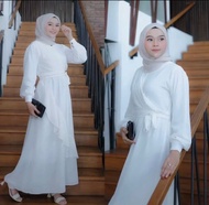AZHRIFA FASHION-FREE BROSS Meyhira Dress terbaru ceruty babydoll wanita muslimah realpict wanita rem