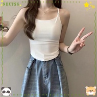 NEXTSG Threaded Halter Vest, Backless Solid Color Cross Backless Vest,  Polyamide Sleeveless Short S