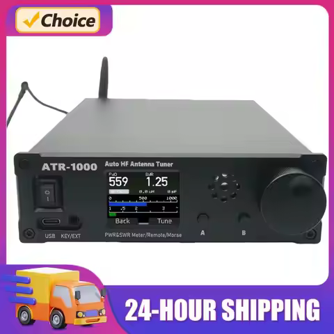 AMNVOLT ATR1000 1000W 1.8-30MHz Mini Radio Equipment 1.8In TFT Screen Antenna Auto Tuner Lightweight