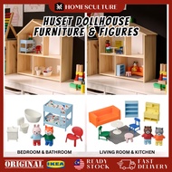 HUSET Dollhouse Furniture & Figures Set | Set Perabot Rumah Anak Patung Pretend Play Dollhouse Toys