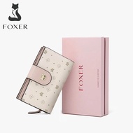 FOXER Women PVC Signature Wallet Purse Embossing Female Short Wallet Ladies Card Holder Fashion Coin