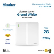 Visalux Grand Series Switch - 2G 2 Way White Premium Hotel Switch/ (VSD1022-WH)