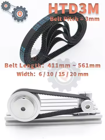Belt 6mm Length HTD3M Belt Length 411mm to 561mm HTD 3M Timing Belt Drive Belt Width 10mm 15mm 3M Be