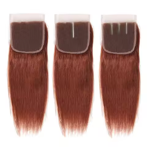 33# Rich Copper Red 4x4 Lace Closure Human Hair Free Part Middle Part Three Part Preplucked Dark Aub