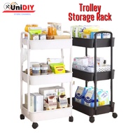 3 Tier Multi Storey Mobile Storage Rack Trolley Kitchen Bathroom Bedroom Snack Storage Rack 手推车储物架轮子