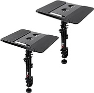 Tlingt Studio Monitor and Speaker Stand, All Metal Desktop Clamp-On, 11.8x9 inch Heavy Duty Universal Metal Platform for Laptops, Monitor Speakers, Elevated Sound, with Cable Management, Desk Mount Se
