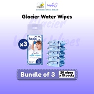 Hoppi Glacier Water Baby Wipes 20 Wipes / 80 Wipes /Pack (Bundle of 1 / 3)