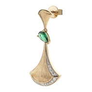 Brand new  Premium 9K/10K/14K/18Kt Solid Gold Pave Diamond Dangle Earrings Studs Natural Emerald Wom