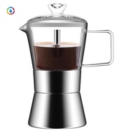 Moka Induction Stovetop Espresso Maker Italian Coffee Maker Espresso Moka Pot Glass-Top & Stainless 