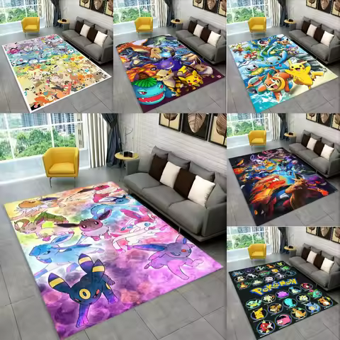 MINISO Pokemon Eevee Carpet for Living Room Decor Sofa Rug Man's Cave Bedroom Bedside Rug Coffee Tab