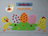 GÓC BÉ ĐẾN LỚP-HOA BÉ NGOAN VẢI NỈ TRANG TRÍ MẦM NON