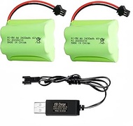 Cecicebb 6V 2400mAh Rechargeable AA Battery Pack with SM 2P Plug for Amphibious RC Car Outdoor Solar