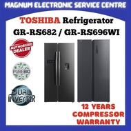 Toshiba 591L / 620L Side By Side Dual Inverter Refrigerator GR-RS682 / GR-RS696WI-PMY Peti Sejuk Inv