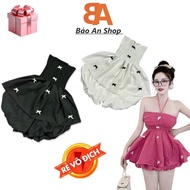 [ SB-320 ] Women's set of 2 Piece flared tube top with many bows and pants Women top hot trend