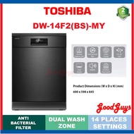 [Seller's Own Fleet] Toshiba DW14F2BS-MY Freestanding 14 Places Setting Dishwasher