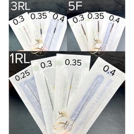 50PCS TATOO NEEDLE| 1RL 3RL 5F | 0.3 0.35 0.4 | PMU eyebrows lip - Ready stock KL