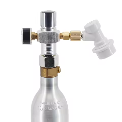 CO2 Mini Gas Regulator 0 - 60psi with Tr21*4 Adapter CO2 Charger TR21*4 3/8-20UNF Keg Charger Beer K