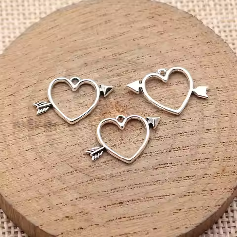 80pcs 18x12mm(0.71x0.47inch) Antique Silver Color Arrow To Heart Charms Pendants DIY Jewelry Making 
