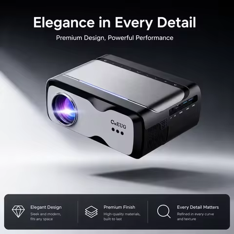 D6F Pro 4K Projector Portable Android 3200ANSI Native 1080P Smart Auto Focus WiFi6 BT5.4 Home Theate