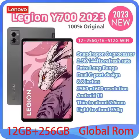 Global Rom Lenovo Pad LEGION Y700 2023 Snapdragon 8+ 12GB 256GB 2K 144Hz Display Screen ZUI15 WIFI G