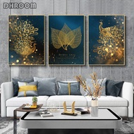 NICE Nordi Golden Peacock Wall Art Leaf Canvas Printed Poster for Wall Decoration Code 3F 0726