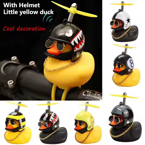 Bicycle Small Yellow Duck Motorcycle Decoration Airscrew Helmet Standing Duck Broken Wind Ducky For