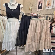 Free Size Cream Polka Dot Net Skirt Cute Sweet