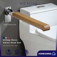 HEMOS 600MM WOOD SWING GRAB BAR HANDICAPPED SAFETY GRIP HAND BAR HANDLE PEMEGANG TANDAS HM-88047-WD