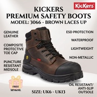 Kickers Men's Premium Leather Safety Boots Model 3066 - Waterproof ESD Composite Toe Work Shoes (UK 