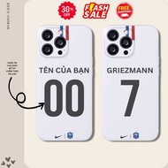 Iphone football case with name printed on request Griezmann France 6/6splus/7/7plus/8/8plus/x/xs/11/