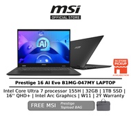 MSI Prestige 16 AI Evo B1MG-047MY(Intel Core Ultra 7 processor 155H/32GB/1TB SSD/Intel Arc Graphics/16"/W11/2Y)Laptop