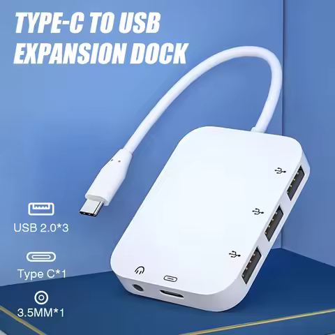 5-in-1 Type-C HUB Adapter Splitter with 3*USB/3.5mm Jack Audio/PD Charging Port For Macbook Google P