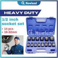 Impact Socket Set Heavy Duty / 1/2 Socket Set / Socket Box Heavy Duty Set - 14pcs (10 - 32mm)
