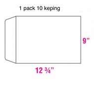 9" x 12.75"  White Envelope / Sampul Surat Putih 9 x 12.75 Inch / 229mm x 324mm A4 Size 10pcs/pkt