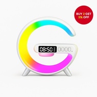 G63 Mini Bluetooth Speaker Wireless Charging Ambient Light Alarm Clock Portable Multifunction