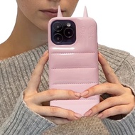 PUFFER สําหรับ iPhone17 หรูหราสิทธิบัตรหนังปกหลังสําหรับ Apple ip16 15 14 13 12 17Pro Max 17Air 17Pr