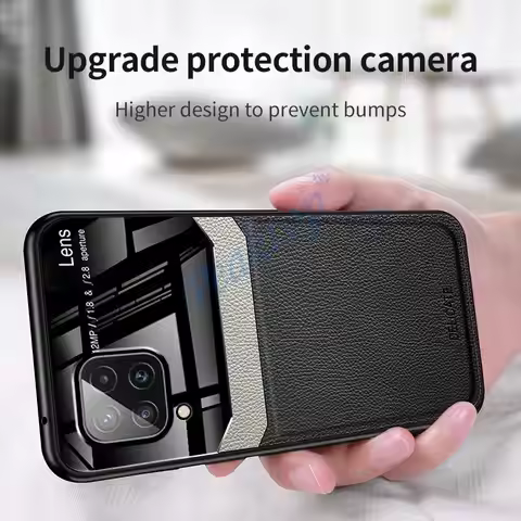 Fashion Case for Samsung M32 4G Leather Glass Shockproof Phone Back Cover for Galaxy A12 A22 A32 A42