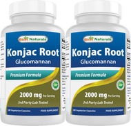 Best Naturals 2 Pack Konjac Glucomannan Root 2000 mg per Serving - 180 Vegetarian Capsules