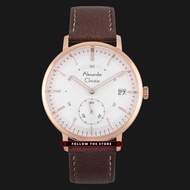 Alghani Watch Jam Tangan Kasual Pria Alexandre Christie AC 6545 MS LRGSL Men Silver Dial Brown Leath