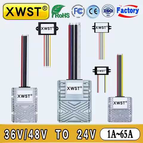 XWST DC DC Step Down Converter 36V 48V to 24V 1~65A Waterproof Voltage Regulator 30-60V to 24VDC Buc