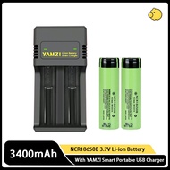 【2-6pcs】3.7V 18650 3400mAh Li-ion Rechargeable Battery with YAMZI  Smart Portable USB Charger